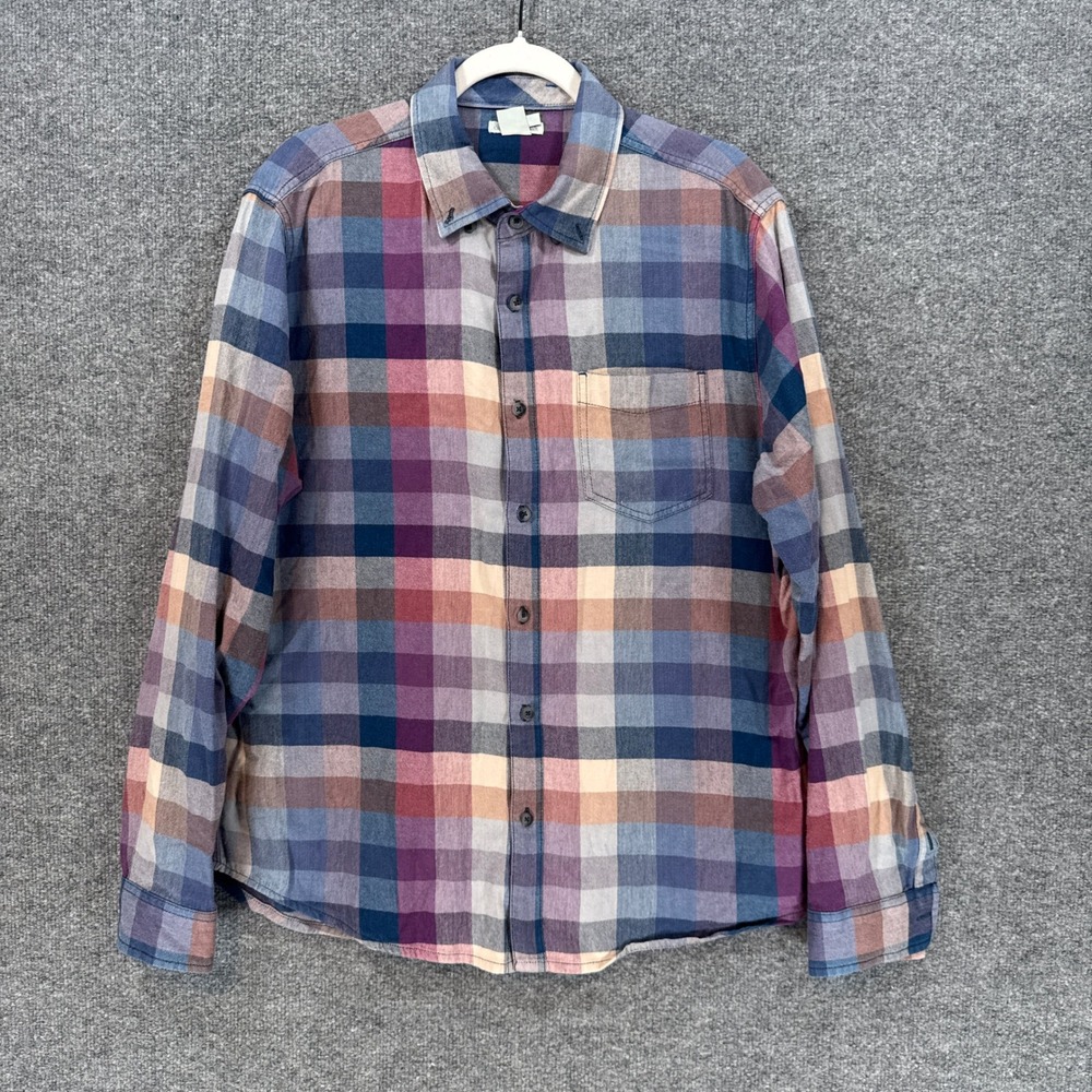 Carbon 2 Cobalt Shirt Mens Medium Multicolor Plaid Flannel Long Sleeve Casual